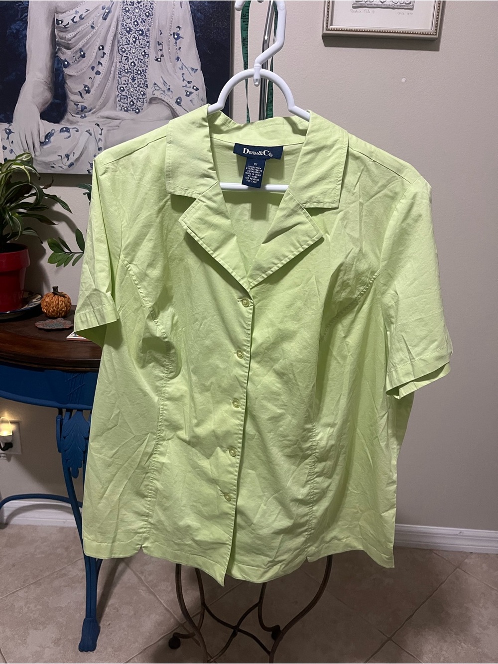 Denim & Co. Short Sleeve Button Down Top - 1X